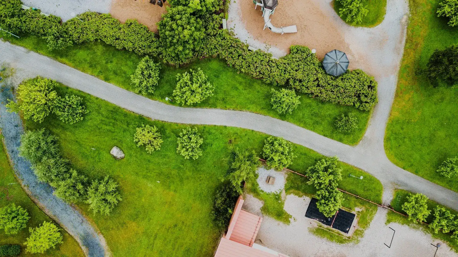 Drone shot of the rosarium garden